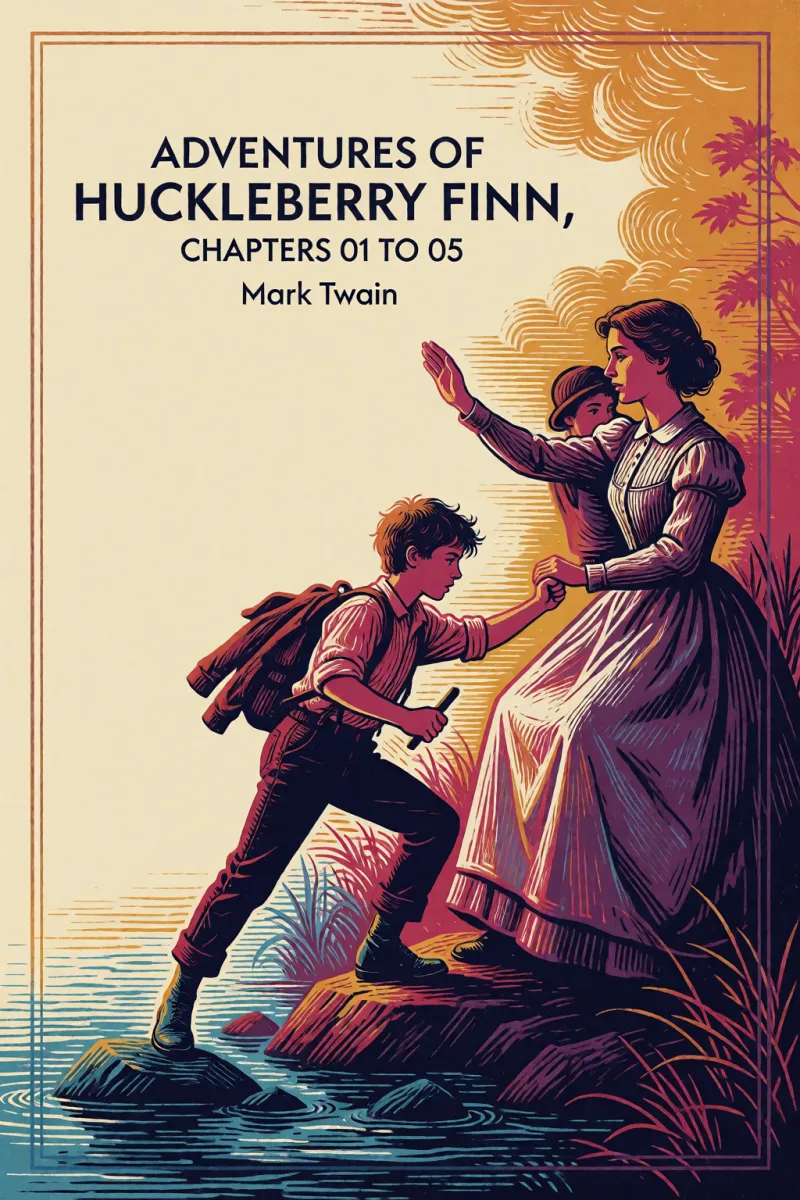 Cover of Adventures of Huckleberry Finn, Chapters 01 to 05 by Mark Twain