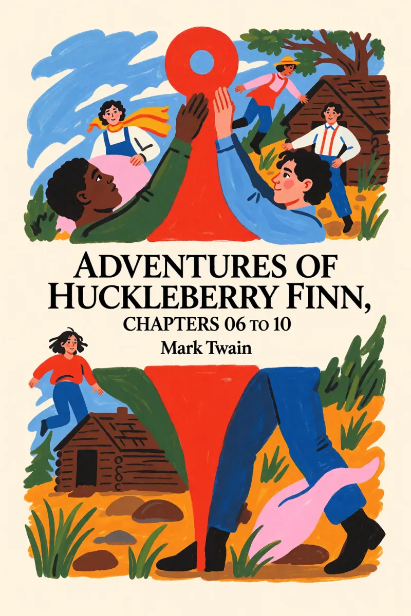 Cover of Adventures of Huckleberry Finn, Chapters 06 to 10 by Mark Twain