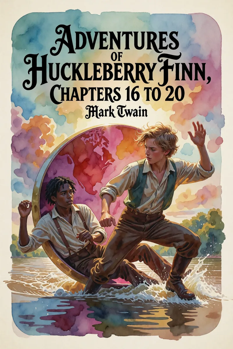 Cover of Adventures of Huckleberry Finn, Chapters 16 to 20 by Mark Twain