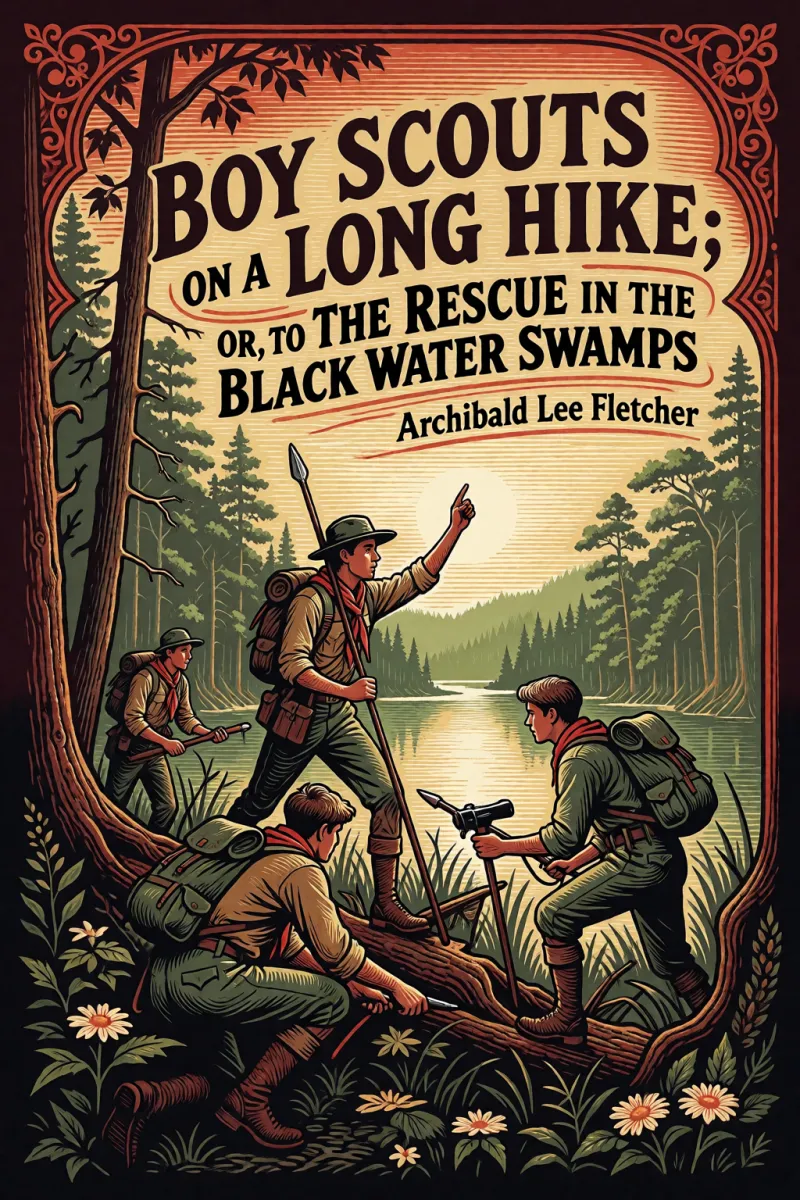 Cover of Boy Scouts on a Long Hike; Or, To the Rescue in the Black Water Swamps by Archibald Lee Fletcher