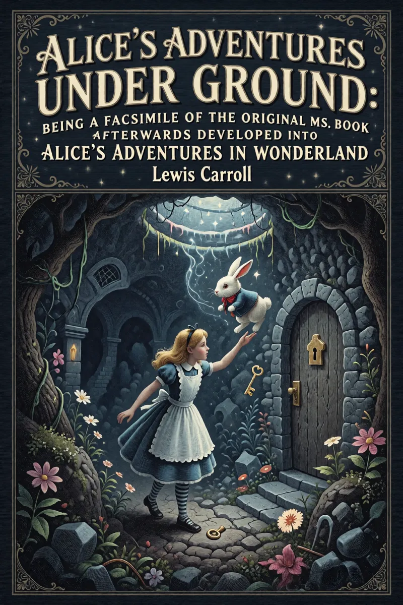Cover of Alice's Adventures Under Ground: Being a facsimile of the original Ms. book afterwards developed into "Alice's Adventures in Wonderland" by Lewis Carroll