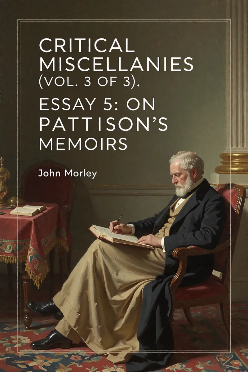 Cover of Critical Miscellanies (Vol. 3 of 3), Essay 5: On Pattison's Memoirs by John Morley