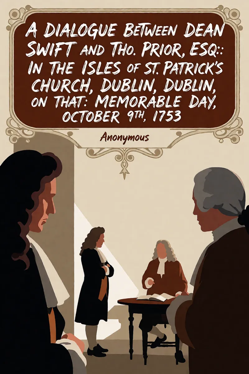 Cover of A Dialogue Between Dean Swift and Tho. Prior, Esq.: In the Isles of St. Patrick's Church, Dublin, On that: Memorable Day, October 9th, 1753 by Anonymous