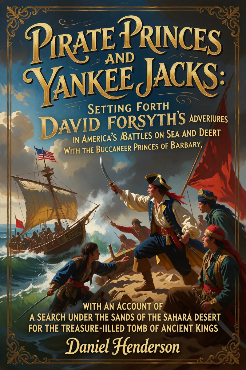 Cover of Pirate Princes and Yankee Jacks: Setting forth David Forsyth's Adventures in America's Battles on Sea and Desert with the Buccaneer Princes of Barbary, with an Account of a Search under the Sands of the Sahara Desert for the Treasure-filled Tomb of Ancient Kings by Daniel Henderson