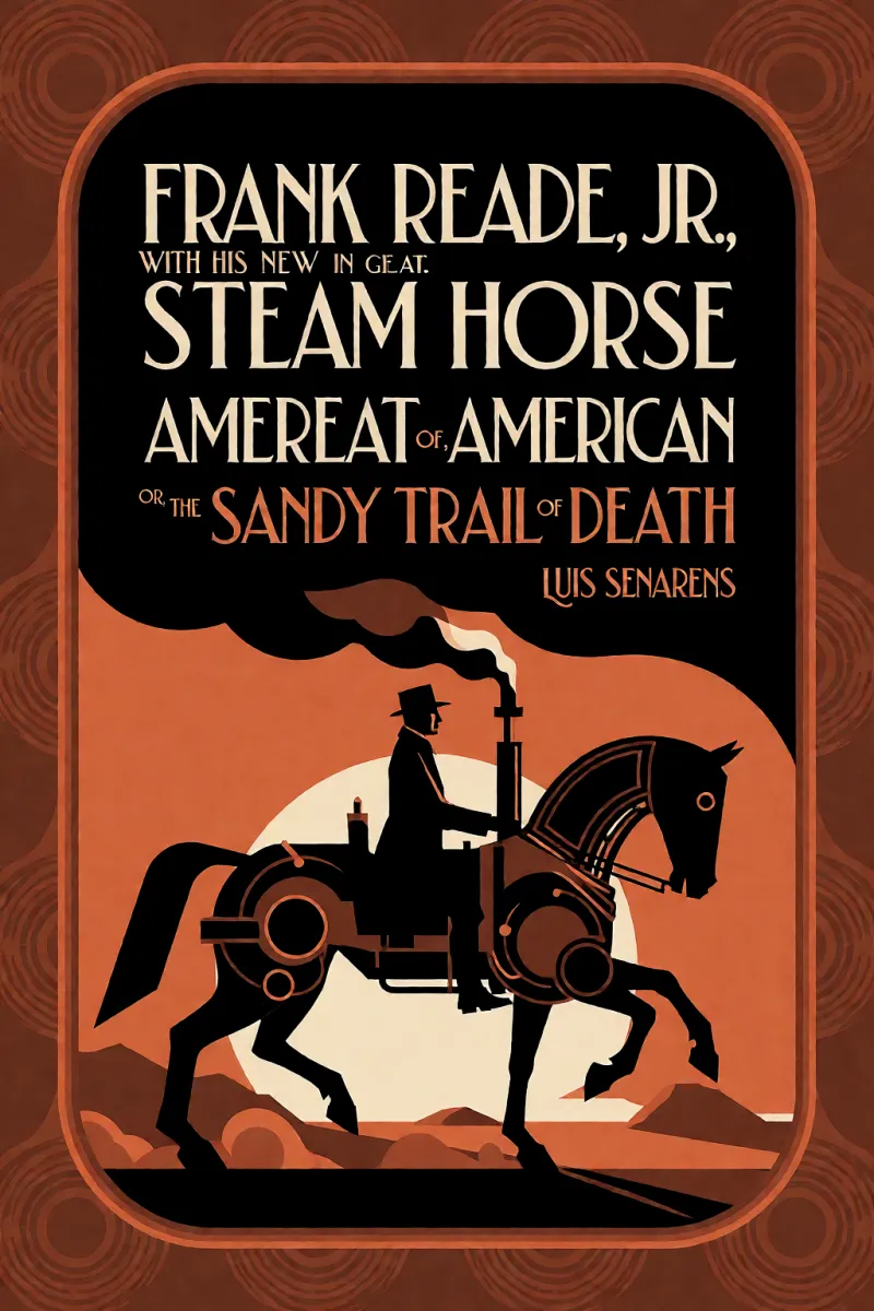 Cover of Frank Reade, Jr., with his new steam horse in the great American desert: or, The sandy trail of death by Luis Senarens