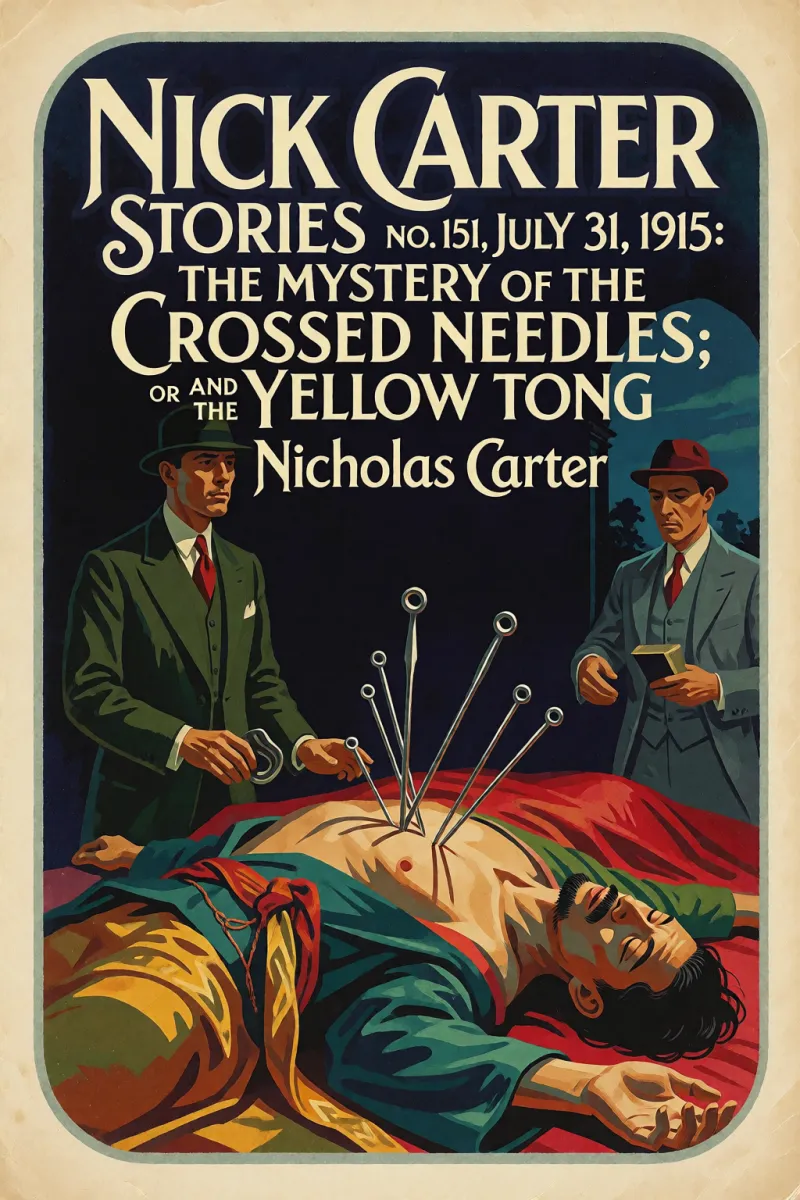 Cover of Nick Carter Stories No. 151, July 31, 1915: The Mystery of the Crossed Needles; or Nick Carter and the Yellow Tong by Nicholas Carter