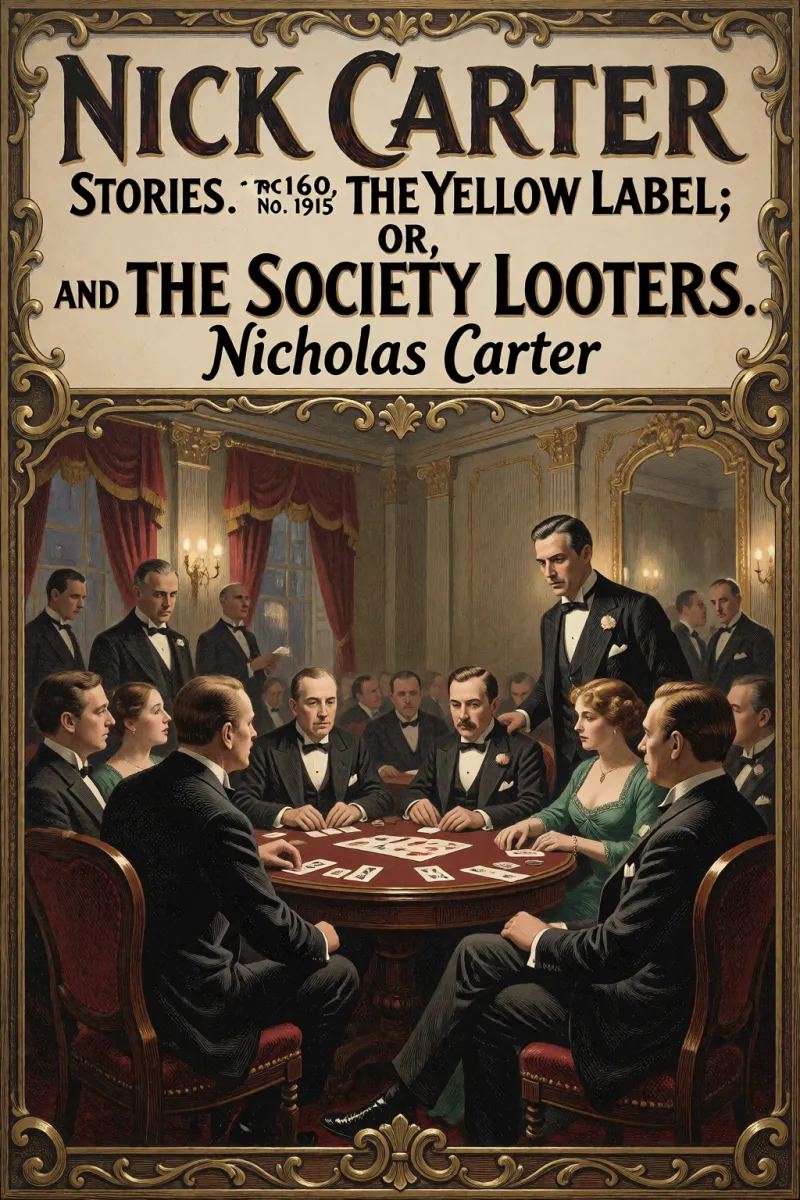 Cover of Nick Carter Stories No. 160, October 2, 1915: The Yellow Label; or, Nick Carter and the Society Looters. by Nicholas Carter
