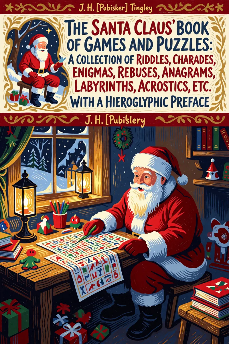 Cover of The Santa Claus' Book of Games and Puzzles: A Collection of Riddles, Charades, Enigmas, Rebuses, Anagrams, Labyrinths, Acrostics, etc. With a Hieroglyphic Preface by J. H. [Publisher] Tingley