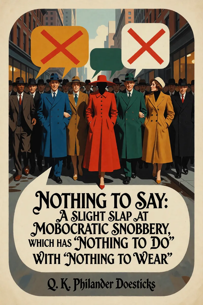 Cover of Nothing to Say: A Slight Slap at Mobocratic Snobbery, Which Has 'Nothing to Do' with 'Nothing to Wear' by Q. K. Philander Doesticks