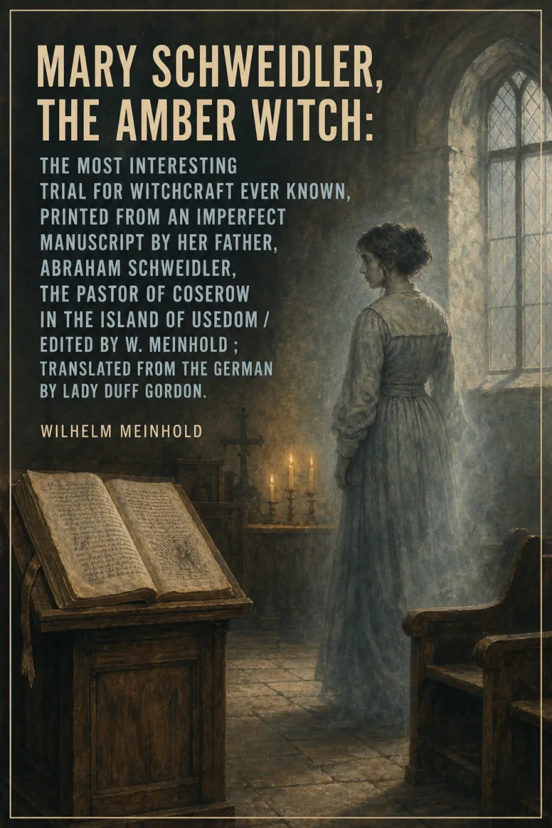 Cover of Mary Schweidler, the amber witch: The most interesting trial for witchcraft ever known, printed from an imperfect manuscript by her father, Abraham Schweidler, the pastor of Coserow in the island of Usedom / edited by W. Meinhold ; translated from the German by Lady Duff Gordon. by Wilhelm Meinhold