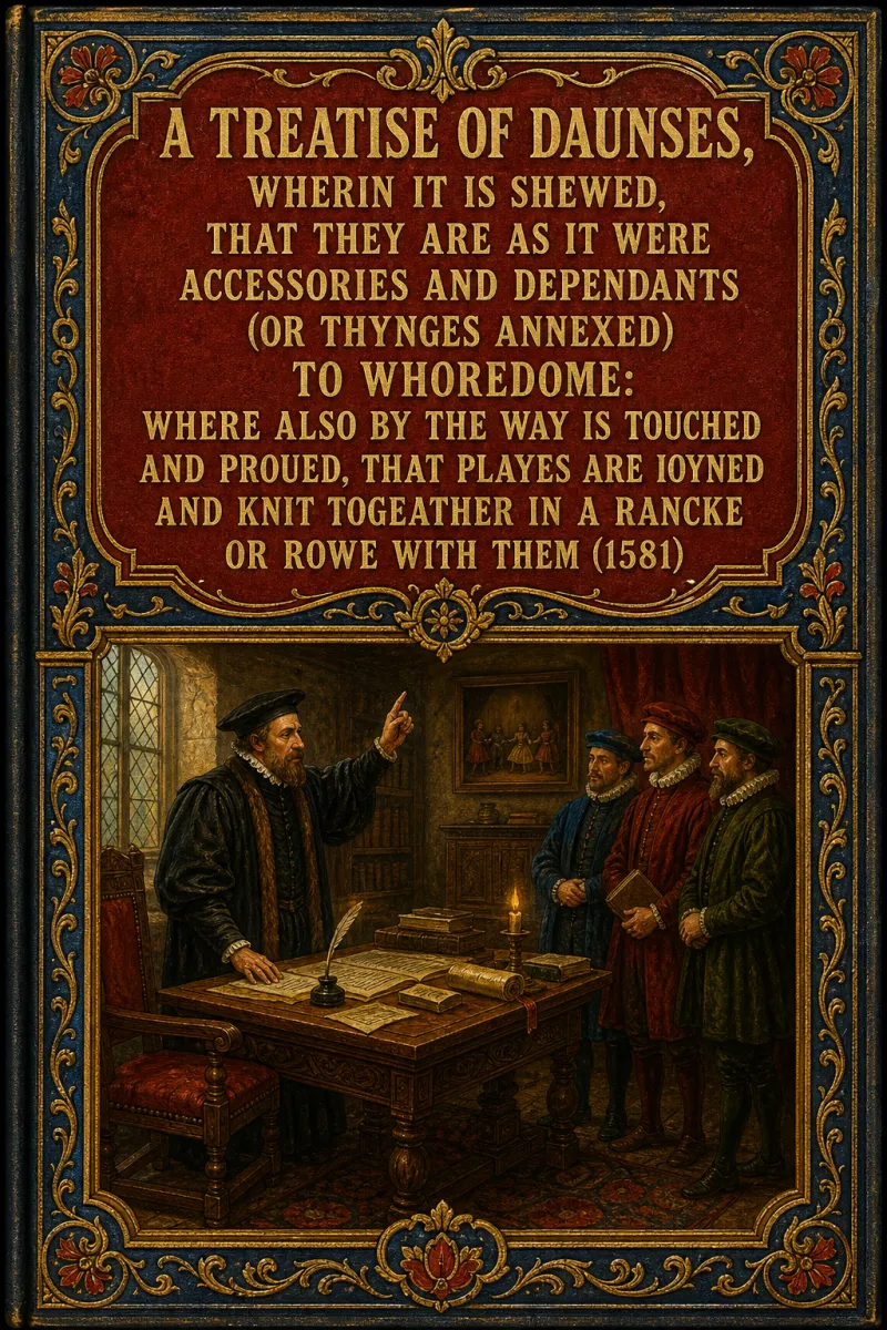 Cover of A Treatise of Daunses, Wherin It is Shewed, That They Are as It Were Accessories and Dependants (Or Thynges Annexed) to Whoredome: Where Also by the Way is Touched and Proued, That Playes Are Ioyned and Knit Togeather in a Rancke or Rowe with Them (1581) by Anonymous