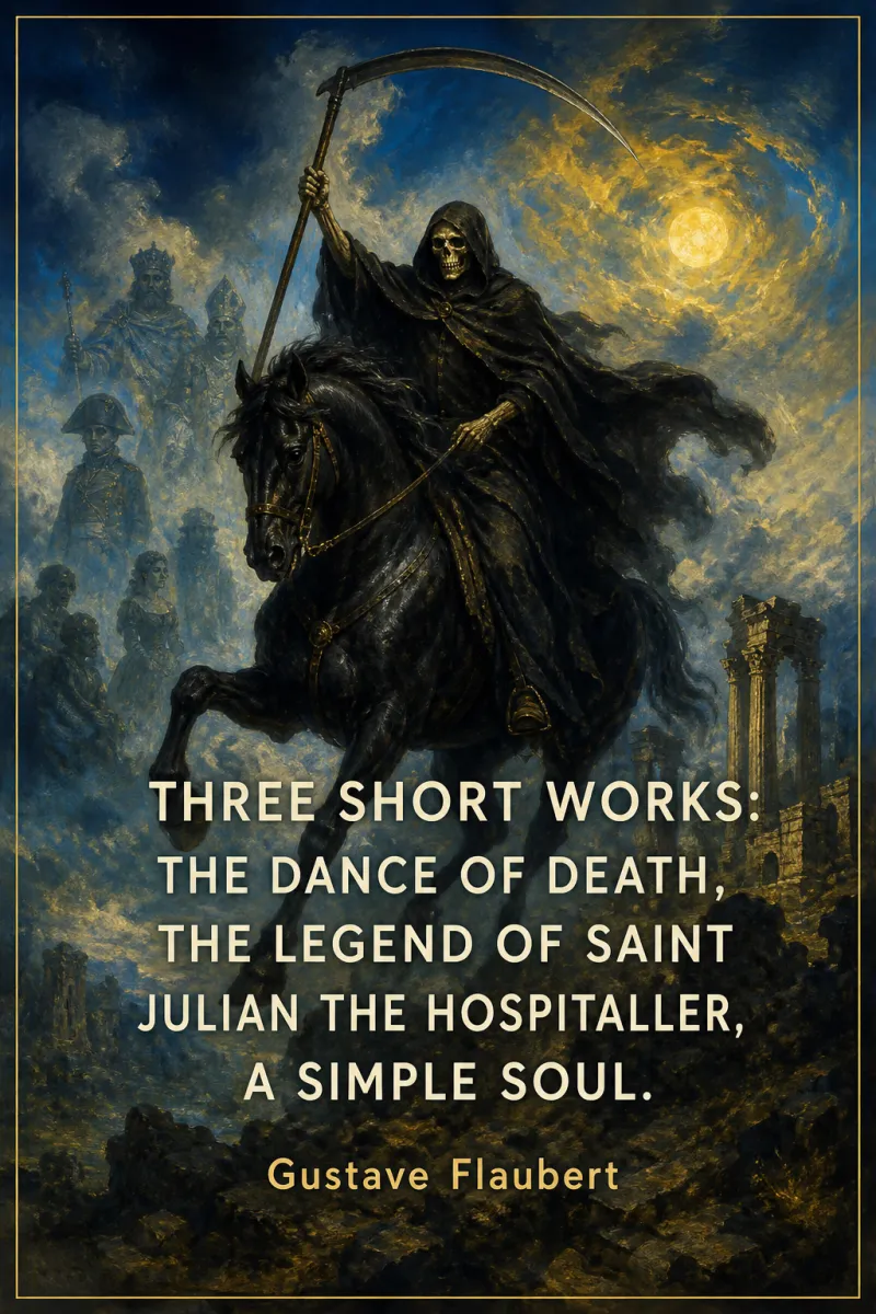 Cover of Three short works: The Dance of Death, the Legend of Saint Julian the Hospitaller, a Simple Soul. by Gustave Flaubert