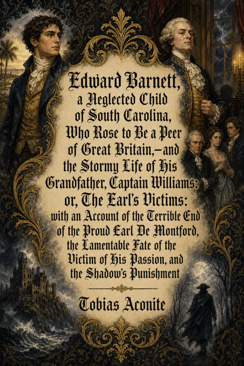 Cover of Edward Barnett, a Neglected Child of South Carolina, Who Rose to Be a Peer of Great Britain,—and the Stormy Life of His Grandfather, Captain Williams: or, The Earl's Victims: with an Account of the Terrible End of the Proud Earl De Montford, the Lamentable Fate of the Victim of His Passion, and the Shadow's Punishment by Tobias Aconite