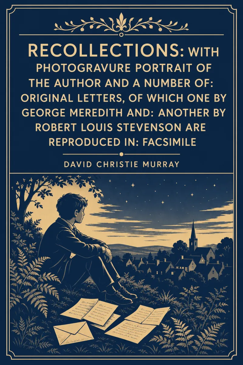 Cover of Recollections: With Photogravure Portrait of the Author and a number of: Original Letters, of which one by George Meredith and: another by Robert Louis Stevenson are reproduced in: facsimile by David Christie Murray